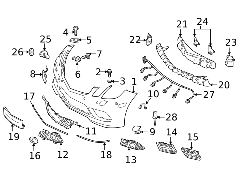 Bumper & Components - Front for 2015 Mercedes-Benz E 550 #2