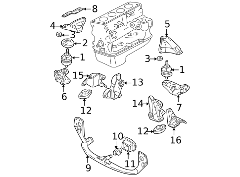 Engine & Trans Mounting for 2005 Volkswagen Passat #0
