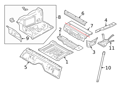 Rear Floor & Rails for 2018 BMW M5 #1