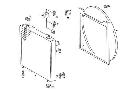 Radiator, Mounting, and Covering for 1988 Mercedes-Benz 190D #3