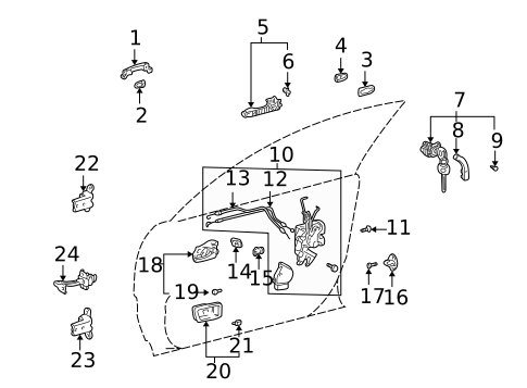 Lock & Hardware for 2001 Toyota Highlander #0