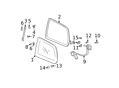 Glass - Side Panel for 2005 Kia Sedona #1