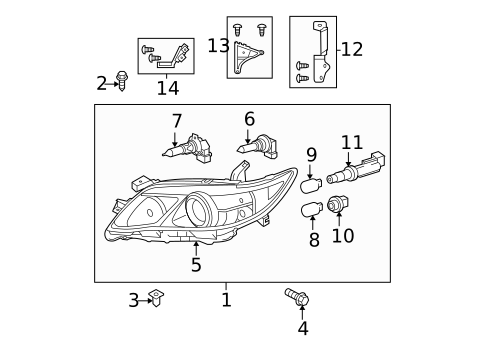 Headlamp Components for 2011 Toyota Camry #1