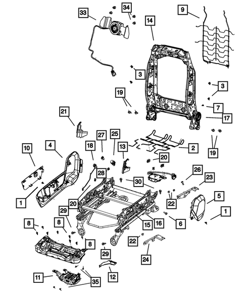Front Seats - Adjusters, Recliners, Shields and Risers for 2011 Ram 2500 #1