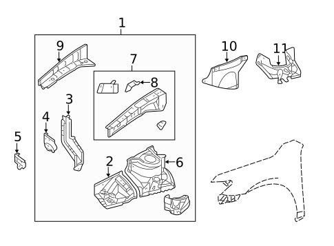 Structural Components & Rails for 2011 Toyota Camry #3