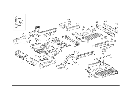 Rear End Floor for 1998 Mercedes-Benz E430 #1