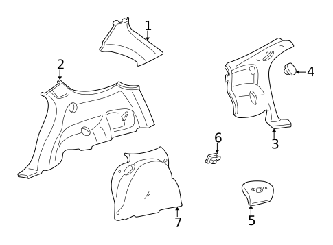 Interior Trim - Quarter Panels for 2004 Mercury Sable #0