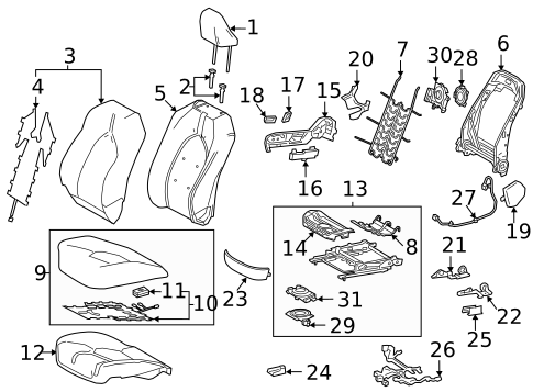 Passenger Seat Components for 2020 Toyota Camry #4