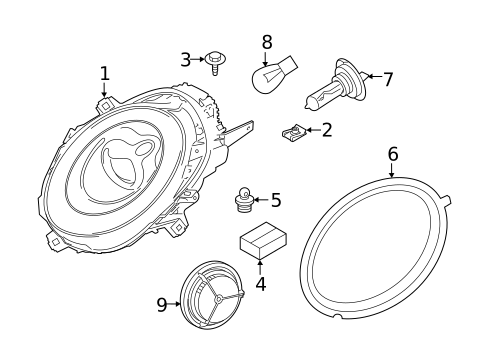 Headlamp Components for 2020 Mini Cooper Clubman #0