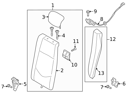 Rear Seat Components for 2013 Kia Forte #1