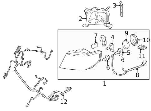 Headlamp Components for 2005 Saab 9-7x #0