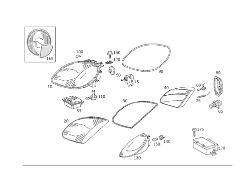 Lighting Unit, Foglamp, and Additional Blinker Lamp for 1999 Mercedes-Benz SLK230 #0