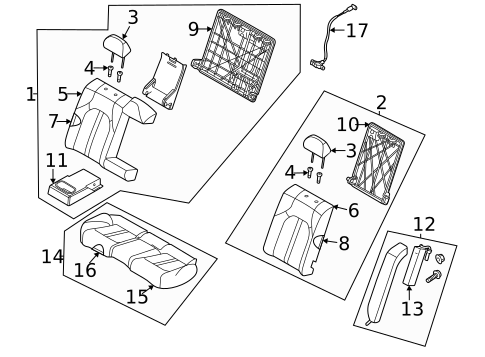 Rear Seat Components for 2020 Hyundai Sonata #1