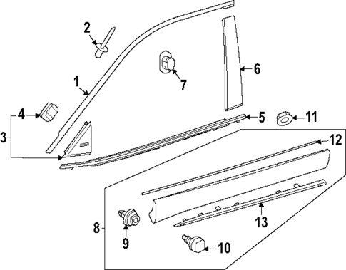 Exterior Trim - Front Door for 2025 Toyota Grand Highlander #0