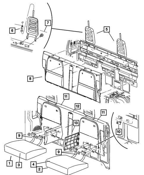 Rear Seats - Second Row for 2011 Ram Dakota #1