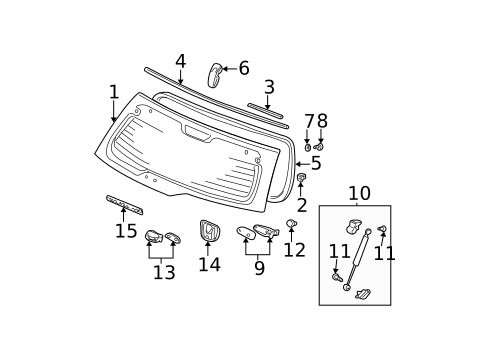 Glass & Hardware - Back for 2006 Honda CR-V #0