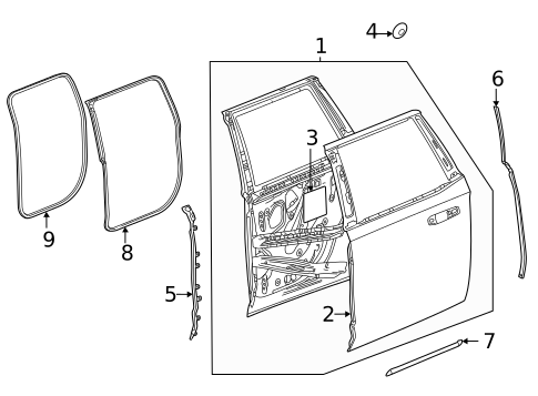 Door & Components for 2025 Cadillac Escalade ESV #1