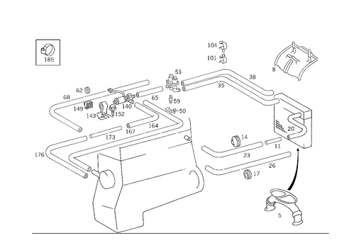 Heating Water Connection for 1990 Mercedes-Benz 300TE #2