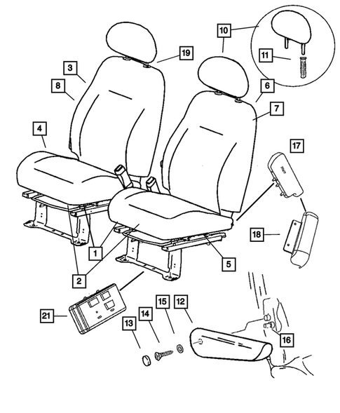 Front Seats and Attaching Parts for 2005 Chrysler PT Cruiser #3