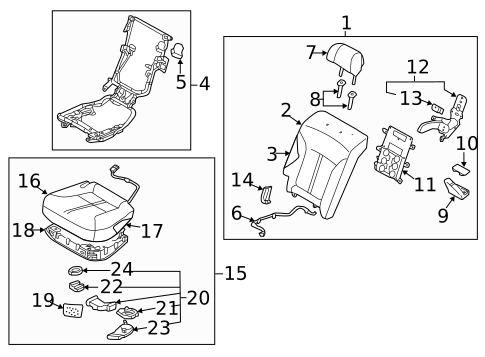 Rear Seat Components for 2015 Kia K900 #1