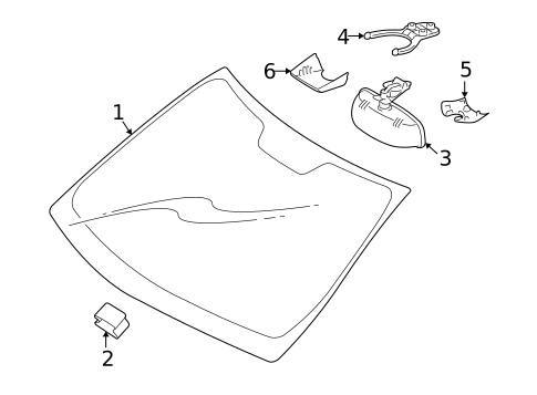 Glass - Windshield for 2006 Mercedes-Benz CLS55 AMG #0