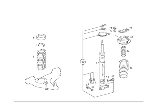 Springs and Suspension, Front for 1993 Mercedes-Benz 400E #0