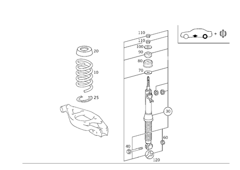 Rear Springs & Suspension Used with Self-Levelling Device & a D S for 1999 Mercedes-Benz E430 #1