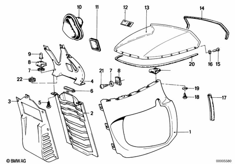 Motorcycle Trim Section, Windshield for 1988 BMW-Motorrad R 100 RS #1