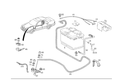 Battery and Battery Cable for 1995 Mercedes-Benz E420 #1