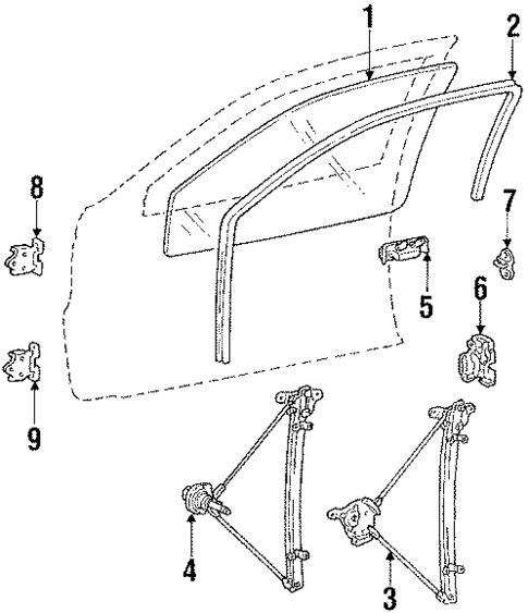 Glass - Door for 1990 Dodge Colt #0