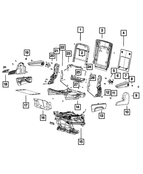 Rear Seats - Second Row - Adjusters, Recliners, Shields and Risers for 2018 Dodge Grand Caravan #0