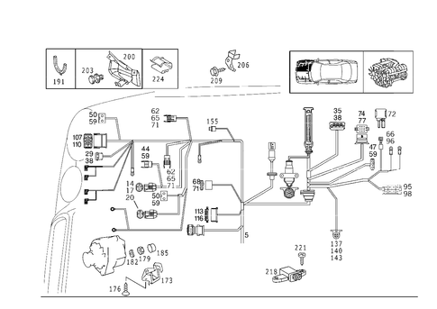 Engine Cable Harness, Body Mounted for 1994 Mercedes-Benz E420 #0