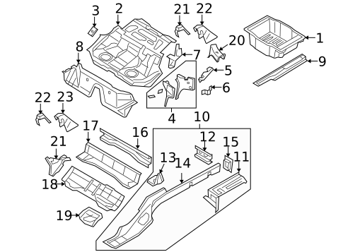 Rear Floor & Rails for 2009 Volkswagen Passat #1