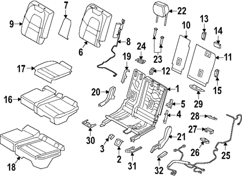Rear Seat Components for 2024 Porsche Cayenne #0