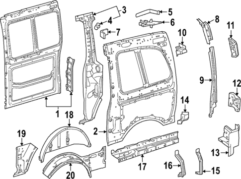 Inner Structure & Rails for 2017 Mercedes-Benz Metris #0