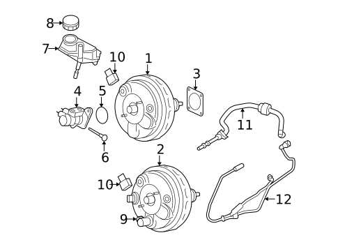Master Cylinder - Components On Dash Panel for 2009 Volvo S80 #0