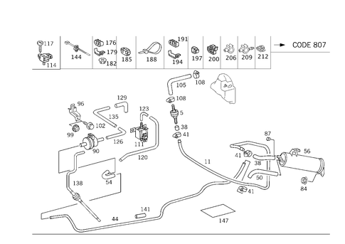 Closed Fuel-Evaporation-Control System for 1996 Mercedes-Benz C220 #1