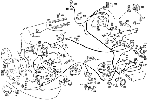 Engine Cable Harness and Electric Cables Used for Additional Fan for 1991 Mercedes-Benz 300SEL #1