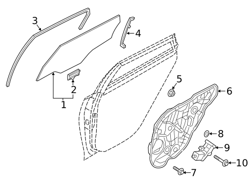 Glass - Rear Door for 2016 Kia Optima #1