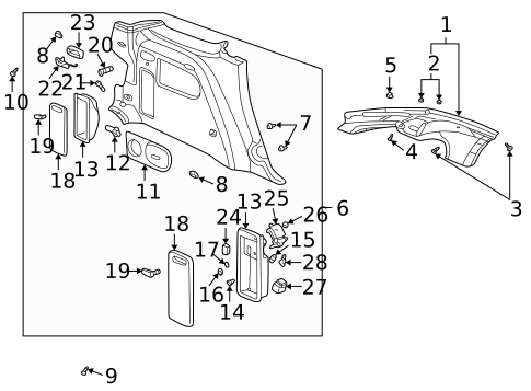 Interior Trim - Quarter Panels for 2002 Pontiac Aztek #2