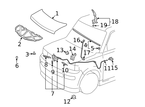 Hood & Components for 2004 Scion xB #0