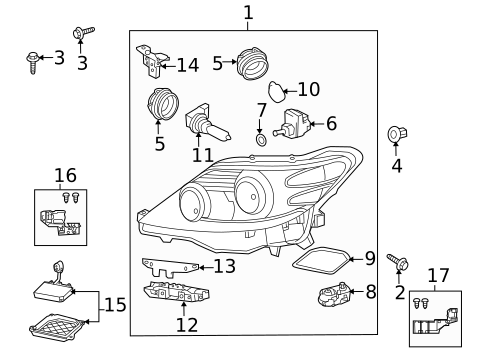 Headlamp Components for 2010 Lexus LS600h #1