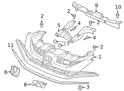 Grille & Components for 2014 Honda Civic #1