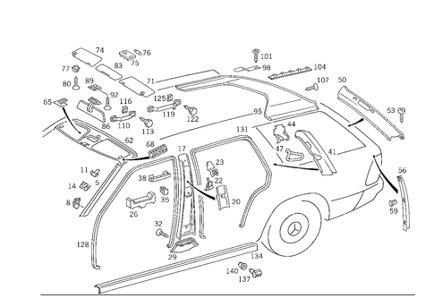 Roof Attachment Parts, Door Edge Guard Sections, Panelling for 1993 Mercedes-Benz 300TE #3