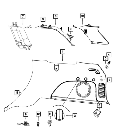 Panels-Moldings-Scuff Plates, Pillar, Cowl, 1/4 Panel Trim and Cargo Covers for 2015 Jeep Grand Cherokee #0