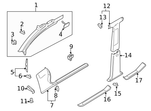 Interior Trim - Pillars for 2004 Audi A4 Quattro #1