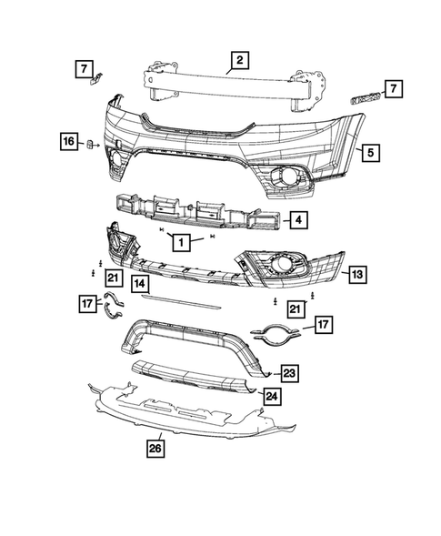 Front Bumper and Fascia for 2018 Dodge Journey #1