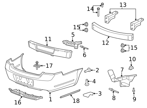 Bumper & Components - Rear for 2011 Chevrolet Caprice #0