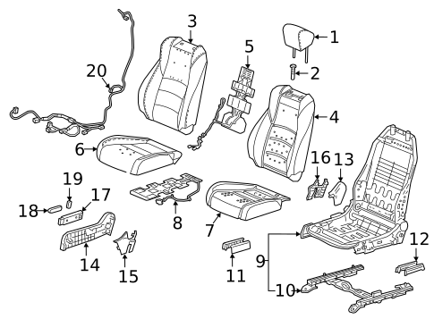 Passenger Seat Components for 2018 Honda Accord #1