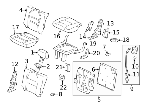 Rear Seat Components for 2008 Honda Pilot #3